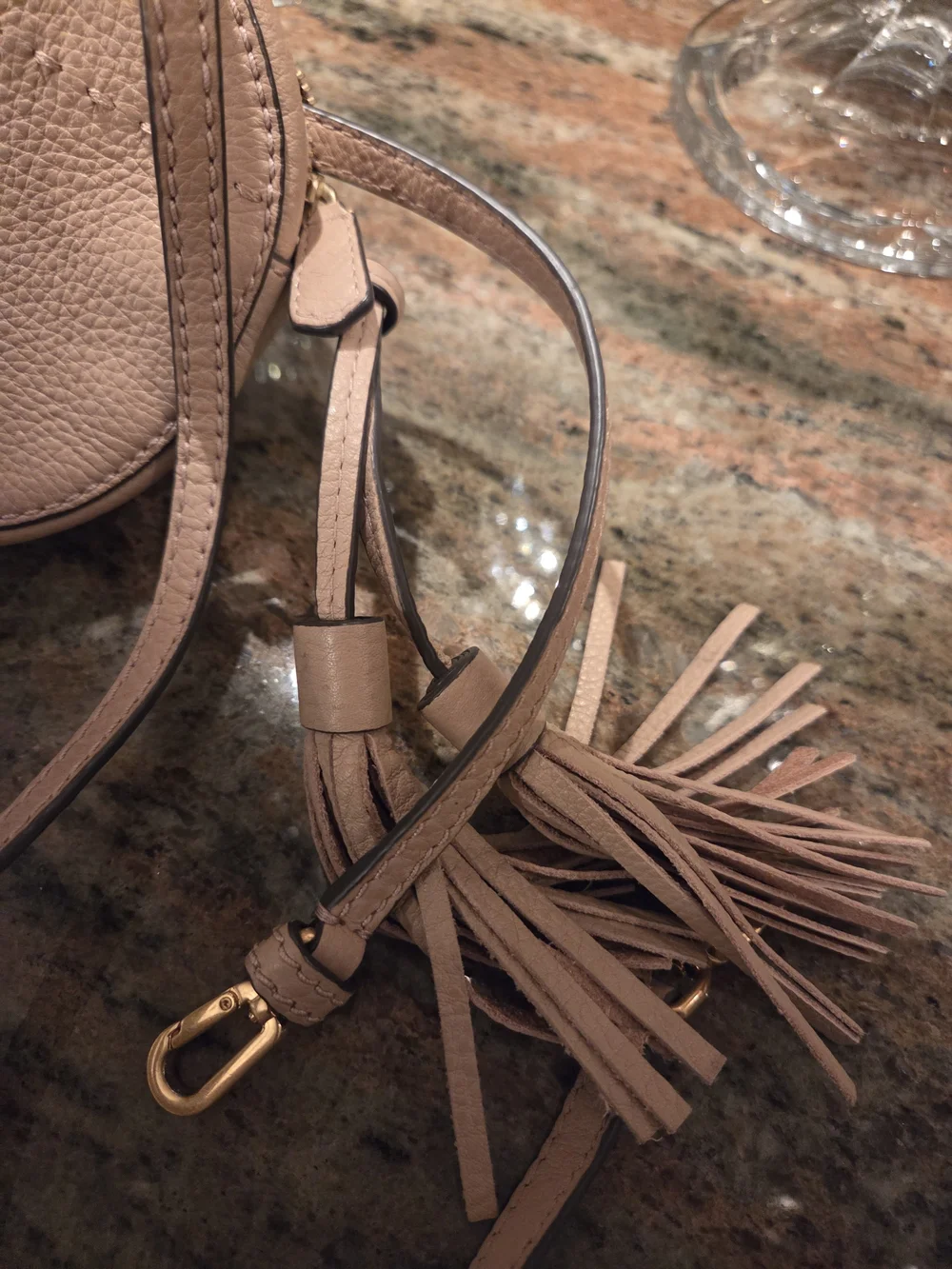 Tory Burch Tan Leather Mini Crossbody Bag with Tassel And Brown Wallett - Picture 4 of 10